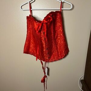 Elegant Red Lace Corset Top